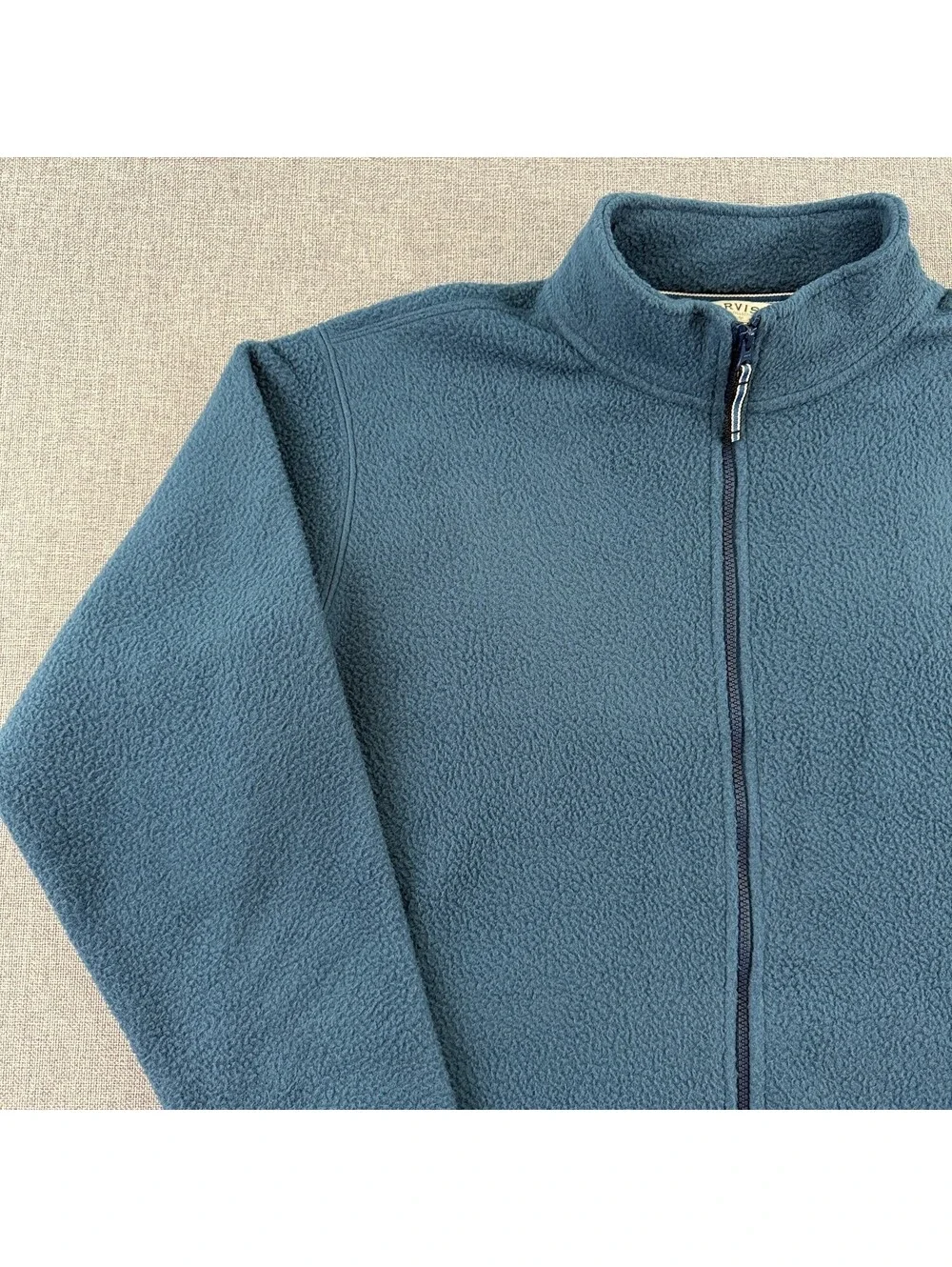 Orvis Classic Collection Blue Full Zip Fleece Jacket XL Mock Neck Outdoor Hiking